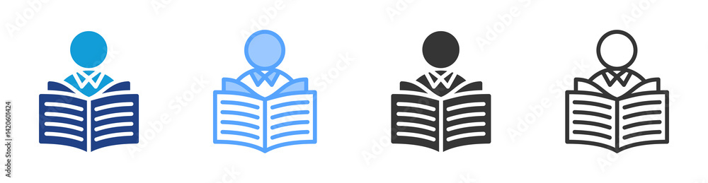Poster teacher icon set multiple style collection