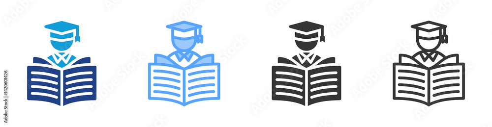 Poster Student icon set multiple style collection