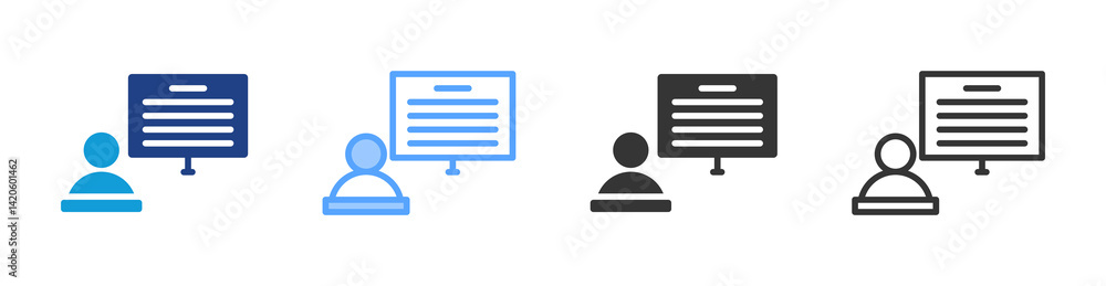 Poster Lecturers icon set multiple style collection