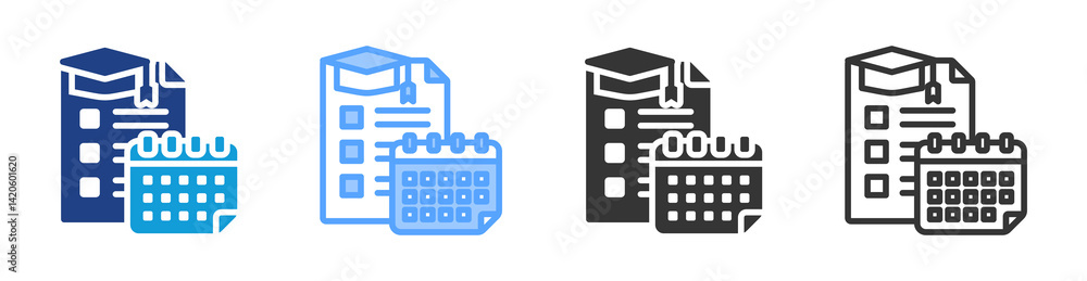 Poster curriculum icon set multiple style collection