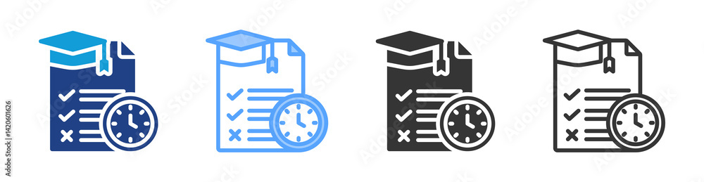 Poster exam icon set multiple style collection
