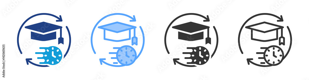 Poster alma matter icon set multiple style collection