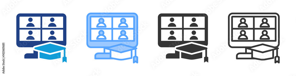 Poster Online Class icon set multiple style collection