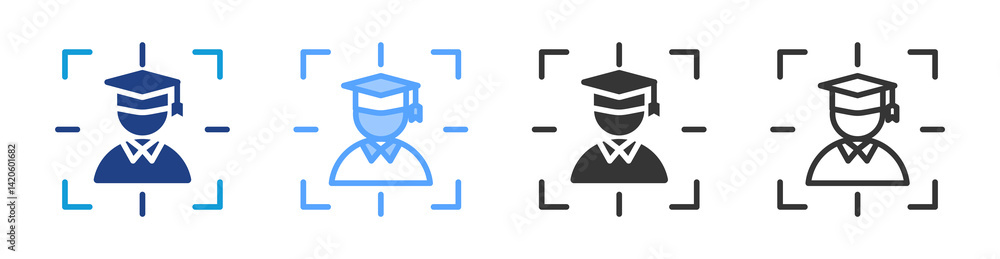 Poster Bachelor Of Science icon set multiple style collection
