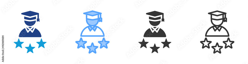 Poster bachelor of arts icon set multiple style collection