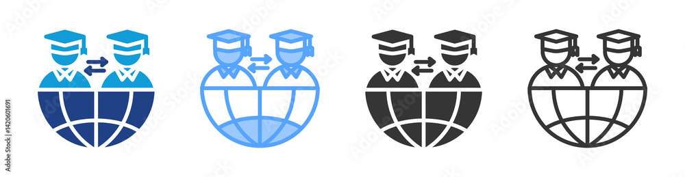 Poster Student Exchange icon set multiple style collection