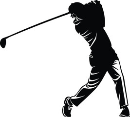 Silhouette of Precision: An artistic silhouette captures a golfer mid-swing, embodying precision, power, and the pursuit of the perfect shot.