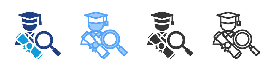 Graduate icon set multiple style collection