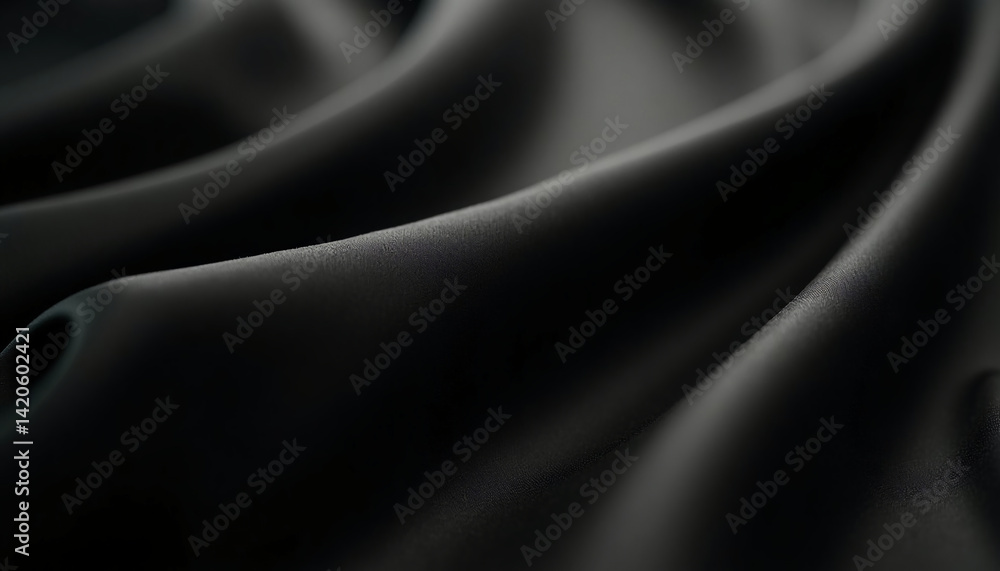 Poster soft, luxurious black fabric drapes gracefully over a surface, capturing light in an alluring way. t
