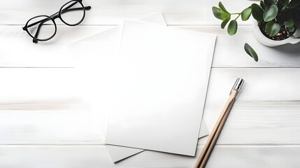 Three blank sheets paper scattered