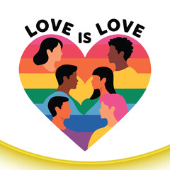 Naklejka premium Love Love Is: Happy Heart Graphic Clip Art Design
