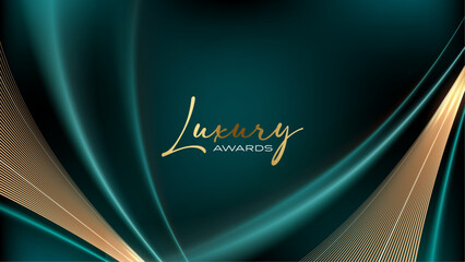 Green and Gold Award Background. Creative Concept Template. Classy Premium Wedding Card. Grand Luxury Decorative Banner for Wedding and Birthday. Premium Congratulations Card. Event Invitation.