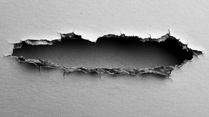 Ripped paper surface, central dark void revealed