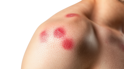 Skin Condition: The intimate focus on the reddened marks on the skin, where the human body reveals a visible manifestation of ailment and discomfort.