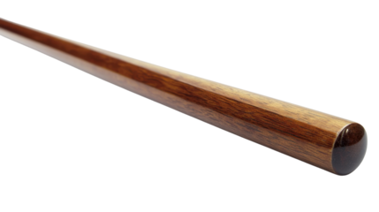 Elegant Cue Stick: A close-up shot of a meticulously crafted cue stick, the rich, glossy wood gleaming under studio light, showcasing the smooth lines and fine craftsmanship.