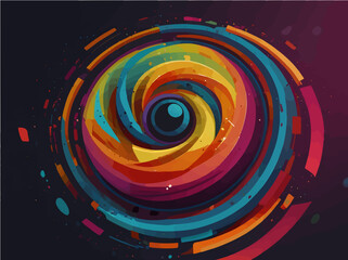 Vibrant Abstract Spiral Illustration with Dynamic Colors