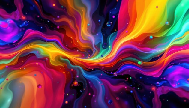 An abstract and visually captivating backdrop with a dazzling array of bold and vivid hues that beautifully overlap and merge together, forming a mesmerizing blend of colors that draws the viewer in.