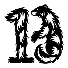 Stylized Graphic Design Featuring a Wolverine in Black and White Silhouette