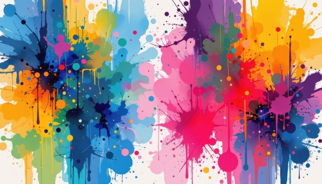 A vibrant and dynamic watercolor texture with bold brushstrokes and splatters, giving the impression of movement and energy.