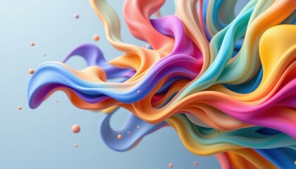 A stunning 3D render showcasing an intricate composition of fluid shapes, gently flowing and intertwining with each other in a harmonious dance of color and form.