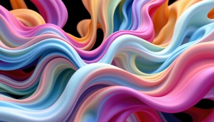 Fototapeta premium A stunning 3D render showcasing an intricate composition of fluid shapes, gently flowing and intertwining with each other in a harmonious dance of color and form.