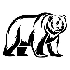 Strong Bear Silhouette Walking Forward with Confidence and Distinct Markings