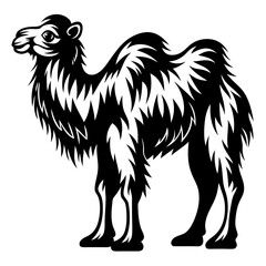 Striking Black and White Camel Illustration showcasing the beauty of desert animals