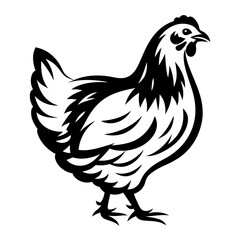 Monochrome stylized chicken standing, a simple yet elegant design element