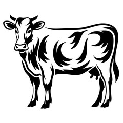 Black and white cow artwork featuring abstract patterns on the body