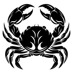 Stylized Black Crab Illustration With Large Claws and Intricate Shell Details