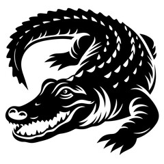 Monochrome Crocodile Artwork Displaying Sharp Teeth and Detailed Scale Pattern