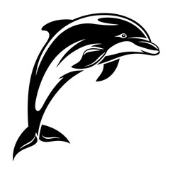 Obraz premium Dynamic black and white depiction of a leaping Bottlenose Dolphin