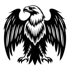 Detailed monochrome vector illustration of an eagle with outstretched wings