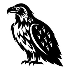 Majestic Eagle Illustration in Black and White Silhouette with Sharp Details