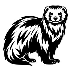 Stylized Wolverine Black and White Illustration with Bold Design Elements