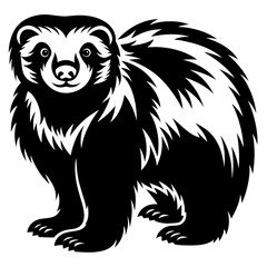 Obraz premium Stylized Black and White Badger Illustration Showing an Upward Gaze Pose