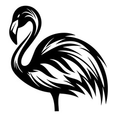 Elegant flamingo silhouette in black and white with unique feather design