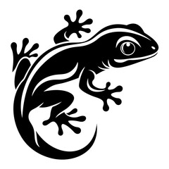 Stylized Gecko Illustration in Black and White with Distinctive Features