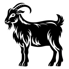 Striking monochrome depiction of a goat rendered in a stencil style
