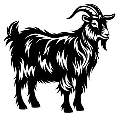 Majestic Mountain Goat with Intricate Fur Pattern and Curving Horns