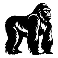 Majestic Silverback Gorilla Stance in Black and White Graphic Representation