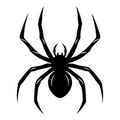 Dramatic Black Spider Silhouette with Long Legs on White Background Illustration