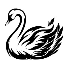 Elegant black and white swan logo showcasing graceful curves and stylized features