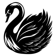 Obraz premium Elegant black swan with stylized feathers in a striking minimalist design