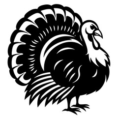 Elegant monochrome turkey vector illustration great for Thanksgiving day design