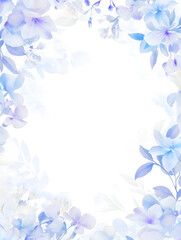 Naklejka premium Elegant illustration of cascading purple wisteria flowers on a white background, perfect for spring themes, invitations, wallpapers, and floral decorative designs.