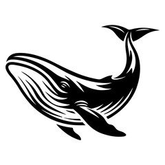 Stylized black and white whale graphic with elegant design elements illustration