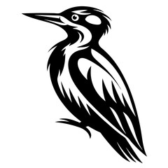 Stylized Woodpecker Silhouette with Bold Lines and Striking Contrast Design