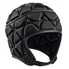 Naklejka premium Black rugby scrum cap with padding on white