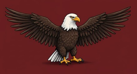 Obraz premium Detailed Portrait of an American Icon: Bald Eagle Illustration Highlighting National Pride 